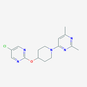 molecular formula C15H18ClN5O B2857927 4-[4-(5-Chloropyrimidin-2-yl)oxypiperidin-1-yl]-2,6-dimethylpyrimidine CAS No. 2415583-77-4