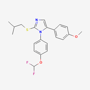 molecular formula C21H22F2N2O2S B2857936 1-(4-(difluoromethoxy)phenyl)-2-(isobutylthio)-5-(4-methoxyphenyl)-1H-imidazole CAS No. 1226433-97-1