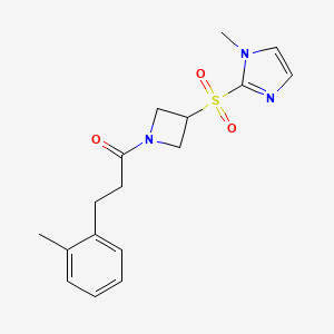 molecular formula C17H21N3O3S B2857946 1-(3-((1-methyl-1H-imidazol-2-yl)sulfonyl)azetidin-1-yl)-3-(o-tolyl)propan-1-one CAS No. 2034523-25-4