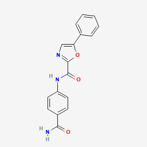 molecular formula C17H13N3O3 B2857950 N-(4-carbamoylphenyl)-5-phenyloxazole-2-carboxamide CAS No. 955675-14-6