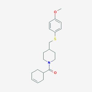 Cyclohex-3-en-1-yl(4-(((4-methoxyphenyl)thio)methyl)piperidin-1-yl)methanone