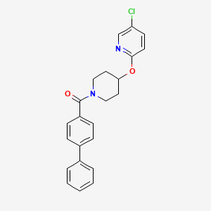 molecular formula C23H21ClN2O2 B2857957 [1,1'-Biphenyl]-4-yl(4-((5-chloropyridin-2-yl)oxy)piperidin-1-yl)methanone CAS No. 1448126-00-8