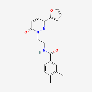molecular formula C19H19N3O3 B2857958 N-(2-(3-(furan-2-yl)-6-oxopyridazin-1(6H)-yl)ethyl)-3,4-dimethylbenzamide CAS No. 954059-06-4