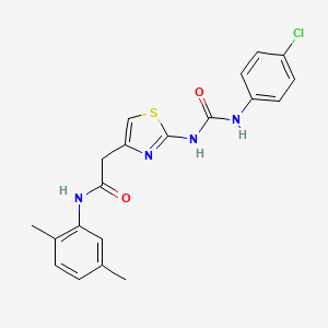 molecular formula C20H19ClN4O2S B2857960 2-(2-(3-(4-chlorophenyl)ureido)thiazol-4-yl)-N-(2,5-dimethylphenyl)acetamide CAS No. 921473-94-1