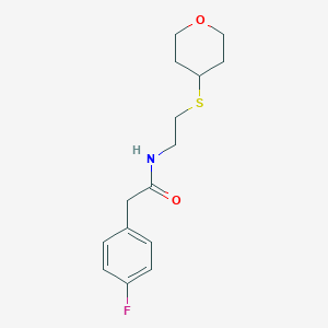 2-(4-fluorophenyl)-N-(2-((tetrahydro-2H-pyran-4-yl)thio)ethyl)acetamide