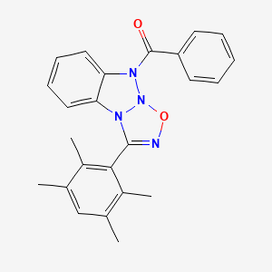 molecular formula C24H22N4O2 B2857979 phenyl(3-(2,3,5,6-tetramethylphenyl)-9H-benzo[4,5][1,2,3]triazolo[2,1-b][1,2,3,5]oxatriazol-9-yl)methanone CAS No. 391218-37-4