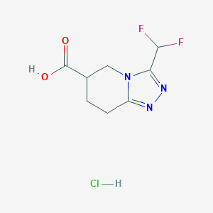 molecular formula C8H10ClF2N3O2 B2857981 3-(Difluoromethyl)-5,6,7,8-tetrahydro-[1,2,4]triazolo[4,3-a]pyridine-6-carboxylic acid hydrochloride CAS No. 2155855-15-3