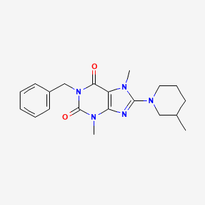 molecular formula C20H25N5O2 B2857985 1-苄基-3,7-二甲基-8-(3-甲基哌啶-1-基)-1H-嘌呤-2,6(3H,7H)-二酮 CAS No. 919020-36-3