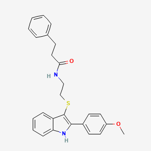N-(2-((2-(4-methoxyphenyl)-1H-indol-3-yl)thio)ethyl)-3-phenylpropanamide