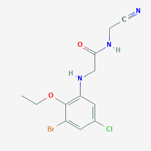 molecular formula C12H13BrClN3O2 B2857995 2-[(3-bromo-5-chloro-2-ethoxyphenyl)amino]-N-(cyanomethyl)acetamide CAS No. 1394703-22-0