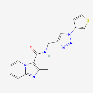 molecular formula C16H14N6OS B2857998 2-methyl-N-((1-(thiophen-3-yl)-1H-1,2,3-triazol-4-yl)methyl)imidazo[1,2-a]pyridine-3-carboxamide CAS No. 2034337-51-2