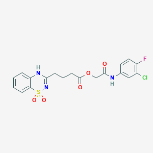 molecular formula C19H17ClFN3O5S B2858001 2-((3-chloro-4-fluorophenyl)amino)-2-oxoethyl 4-(1,1-dioxido-2H-benzo[e][1,2,4]thiadiazin-3-yl)butanoate CAS No. 941900-14-7