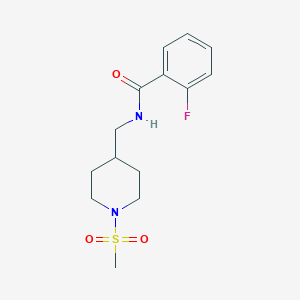 molecular formula C14H19FN2O3S B2858007 2-fluoro-N-((1-(methylsulfonyl)piperidin-4-yl)methyl)benzamide CAS No. 1235667-26-1