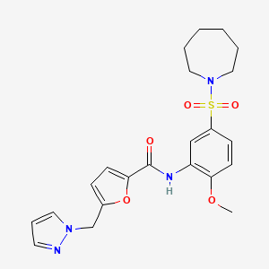 N-[5-(Azepane-1-sulfonyl)-2-methoxyphenyl]-5-(1H-pyrazol-1-ylmethyl)furan-2-carboxamide