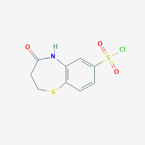 molecular formula C9H8ClNO3S2 B2858015 4-Oxo-2,3,4,5-tetrahydro-1,5-benzothiazepine-7-sulfonyl chloride CAS No. 443955-61-1