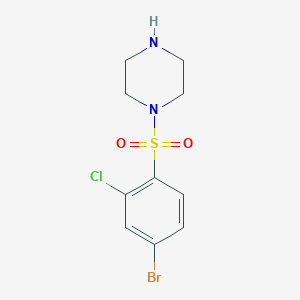 molecular formula C10H12BrClN2O2S B2858023 1-[(4-Bromo-2-chlorophenyl)sulfonyl]piperazine CAS No. 731003-83-1