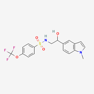 molecular formula C18H17F3N2O4S B2858027 N-(2-hydroxy-2-(1-methyl-1H-indol-5-yl)ethyl)-4-(trifluoromethoxy)benzenesulfonamide CAS No. 2034596-25-1