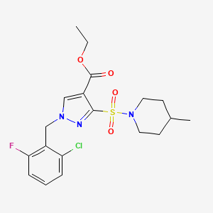 ethyl 1-(2-chloro-6-fluorobenzyl)-3-((4-methylpiperidin-1-yl)sulfonyl)-1H-pyrazole-4-carboxylate