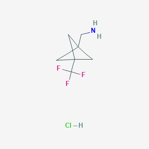 molecular formula C7H11ClF3N B2858044 [3-(Trifluoromethyl)bicyclo[1.1.1]pentan-1-yl]methanamine hydrochloride CAS No. 1886967-52-7