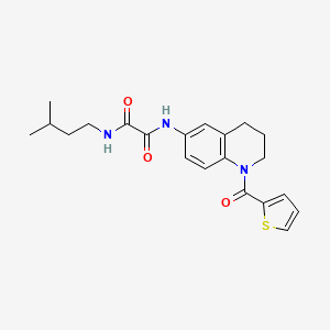 molecular formula C21H25N3O3S B2858053 N1-isopentyl-N2-(1-(thiophene-2-carbonyl)-1,2,3,4-tetrahydroquinolin-6-yl)oxalamide CAS No. 899735-69-4