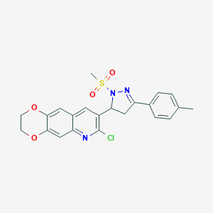 molecular formula C22H20ClN3O4S B285806 7-chloro-8-[3-(4-methylphenyl)-1-(methylsulfonyl)-4,5-dihydro-1H-pyrazol-5-yl]-2,3-dihydro[1,4]dioxino[2,3-g]quinoline 