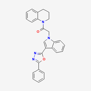 molecular formula C27H22N4O2 B2858063 1-(3,4-dihydroquinolin-1(2H)-yl)-2-(3-(5-phenyl-1,3,4-oxadiazol-2-yl)-1H-indol-1-yl)ethanone CAS No. 1021037-72-8