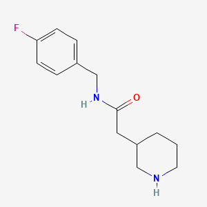 N-[(4-fluorophenyl)methyl]-2-(piperidin-3-yl)acetamide