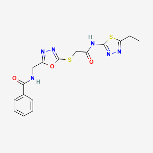 N-((5-((2-((5-ethyl-1,3,4-thiadiazol-2-yl)amino)-2-oxoethyl)thio)-1,3,4-oxadiazol-2-yl)methyl)benzamide