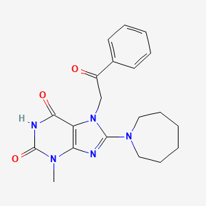 molecular formula C20H23N5O3 B2858083 8-Azepan-1-yl-3-methyl-7-(2-oxo-2-phenyl-ethyl)-3,7-dihydro-purine-2,6-dione CAS No. 714285-46-8