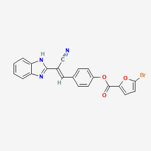 molecular formula C21H12BrN3O3 B2858093 (E)-4-(2-(1H-benzo[d]imidazol-2-yl)-2-cyanovinyl)phenyl 5-bromofuran-2-carboxylate CAS No. 304645-98-5