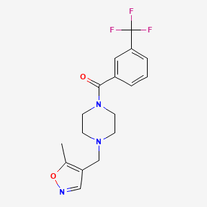 molecular formula C17H18F3N3O2 B2858119 (4-((5-Methylisoxazol-4-yl)methyl)piperazin-1-yl)(3-(trifluoromethyl)phenyl)methanone CAS No. 2034491-02-4