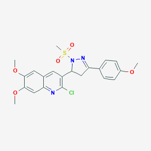 molecular formula C22H22ClN3O5S B285812 2-chloro-6,7-dimethoxy-3-[3-(4-methoxyphenyl)-1-(methylsulfonyl)-4,5-dihydro-1H-pyrazol-5-yl]quinoline 