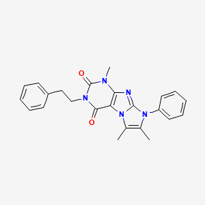 molecular formula C24H23N5O2 B2858121 1,6,7-trimethyl-3-phenethyl-8-phenyl-1H-imidazo[2,1-f]purine-2,4(3H,8H)-dione CAS No. 887455-12-1
