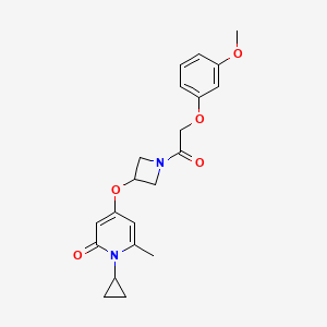 molecular formula C21H24N2O5 B2858129 1-环丙基-4-((1-(2-(3-甲氧基苯氧基)乙酰)氮杂环丁-3-基)氧基)-6-甲基吡啶-2(1H)-酮 CAS No. 2034427-27-3