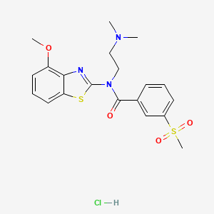molecular formula C20H24ClN3O4S2 B2858130 N-(2-(dimethylamino)ethyl)-N-(4-methoxybenzo[d]thiazol-2-yl)-3-(methylsulfonyl)benzamide hydrochloride CAS No. 1331135-83-1