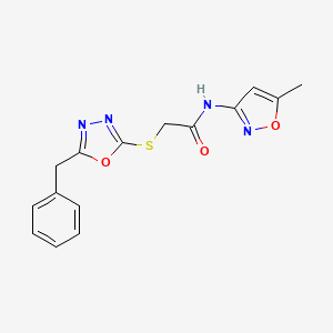 molecular formula C15H14N4O3S B2858136 2-[(5-苄基-1,3,4-恶二唑-2-基)硫代]-N-(5-甲基-1,2-恶唑-3-基)乙酰胺 CAS No. 712319-93-2
