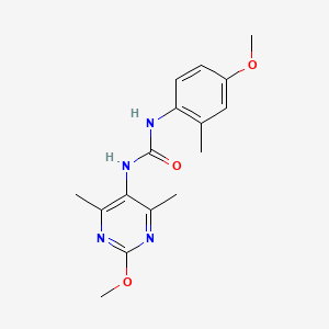 molecular formula C16H20N4O3 B2858141 1-(4-甲氧基-2-甲基苯基)-3-(2-甲氧基-4,6-二甲基嘧啶-5-基)脲 CAS No. 1795488-09-3