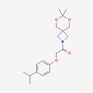 molecular formula C19H27NO4 B2858165 1-(7,7-Dimethyl-6,8-dioxa-2-azaspiro[3.5]nonan-2-yl)-2-(4-isopropylphenoxy)ethanone CAS No. 1396872-27-7