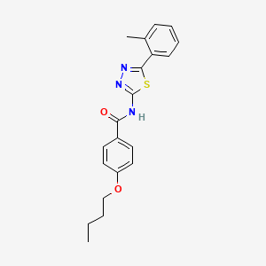 molecular formula C20H21N3O2S B2858166 4-butoxy-N-[5-(2-methylphenyl)-1,3,4-thiadiazol-2-yl]benzamide CAS No. 391228-14-1