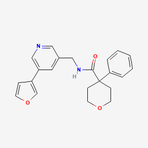 molecular formula C22H22N2O3 B2858169 N-((5-(furan-3-yl)pyridin-3-yl)methyl)-4-phenyltetrahydro-2H-pyran-4-carboxamide CAS No. 2034209-55-5
