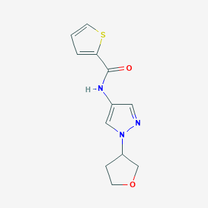 molecular formula C12H13N3O2S B2858173 N-(1-(tetrahydrofuran-3-yl)-1H-pyrazol-4-yl)thiophene-2-carboxamide CAS No. 1796947-92-6