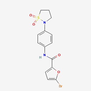 molecular formula C14H13BrN2O4S B2858180 5-溴-N-[4-(1,1-二氧化异噻唑烷-2-基)苯基]-2-呋喃酰胺 CAS No. 946337-79-7