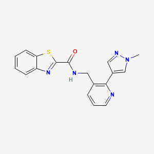 molecular formula C18H15N5OS B2858182 N-((2-(1-methyl-1H-pyrazol-4-yl)pyridin-3-yl)methyl)benzo[d]thiazole-2-carboxamide CAS No. 2034610-10-9