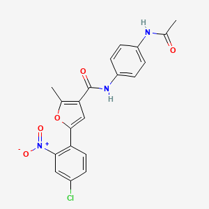N-(4-acetamidophenyl)-5-(4-chloro-2-nitrophenyl)-2-methylfuran-3-carboxamide
