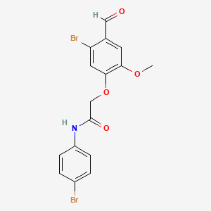 molecular formula C16H13Br2NO4 B2858194 2-(5-bromo-4-formyl-2-methoxyphenoxy)-N-(4-bromophenyl)acetamide CAS No. 832674-16-5