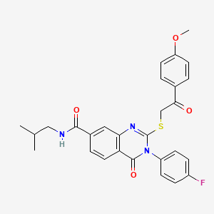 3-(4-fluorophenyl)-N-isobutyl-2-((2-(4-methoxyphenyl)-2-oxoethyl)thio)-4-oxo-3,4-dihydroquinazoline-7-carboxamide