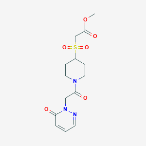 molecular formula C14H19N3O6S B2858197 2-((1-(2-(6-氧代嘧啶-1(6H)-基)乙酰基)哌啶-4-基)磺酰基)乙酸甲酯 CAS No. 2097893-43-9