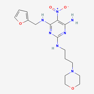 molecular formula C16H23N7O4 B2858201 N~4~-(furan-2-ylmethyl)-N~2~-[3-(morpholin-4-yl)propyl]-5-nitropyrimidine-2,4,6-triamine CAS No. 835907-63-6