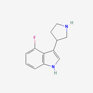molecular formula C12H13FN2 B2858207 4-氟-3-(吡咯烷-3-基)-1H-吲哚 CAS No. 1536031-70-5