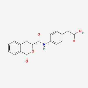 molecular formula C18H15NO5 B2858208 2-(4-(1-Oxoisochroman-3-carboxamido)phenyl)acetic acid CAS No. 874466-56-5